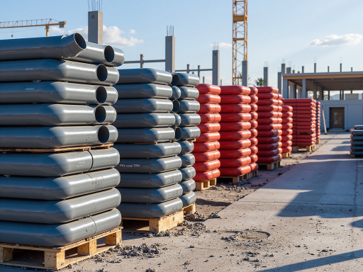 深圳市某市政道路非开挖顶管施工现场,大型顶管设备正在作业,工人身着安全装备在旁操作,蓝天白云背景