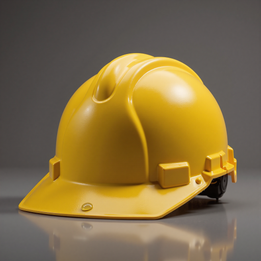 三十岁左右年轻男性头像,穿蓝色工作服,黄色安全帽,施工现场背景